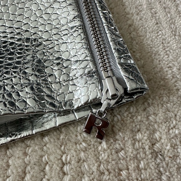 ROTATE Birger Christensen Metallic Croc-Effect Leather Mini Skirt - Picture 5 of 12